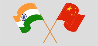 Hindistan ve Çin 'in çapraz ve dalgalı bayrakları