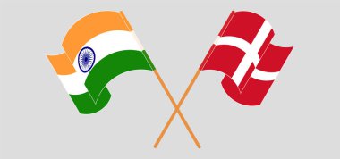 Hindistan ve Danimarka 'nın çapraz ve dalgalı bayrakları