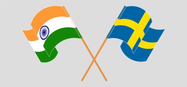 Hindistan ve İsveç 'in çapraz ve dalgalı bayrakları