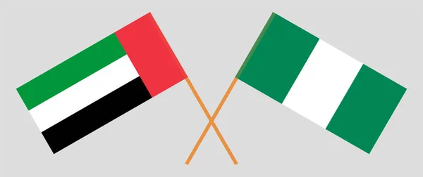 Σταυρωτές σημαίες της Νιγηρίας και των Ηνωμένων Αραβικών Εμιράτων — Διανυσματικό Αρχείο