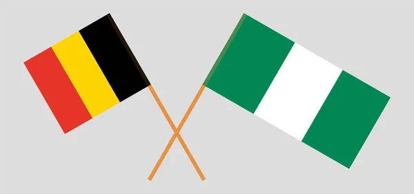 Nigerias och Belgiens flagg — Stock vektor