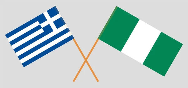 ナイジェリアとギリシャの国境を越えた旗 — ストックベクタ