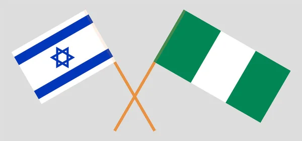 Drapeaux croisés du Nigeria et d'Israël — Image vectorielle