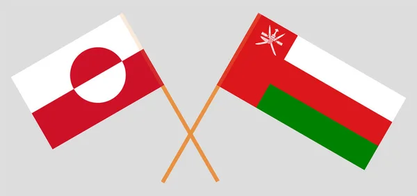 Banderas cruzadas de Omán y Groenlandia — Archivo Imágenes Vectoriales