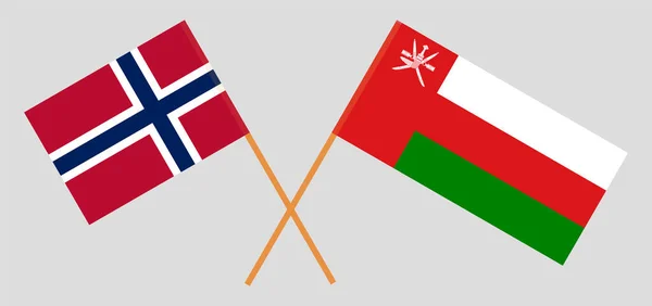 Banderas cruzadas de Omán y Noruega — Archivo Imágenes Vectoriales