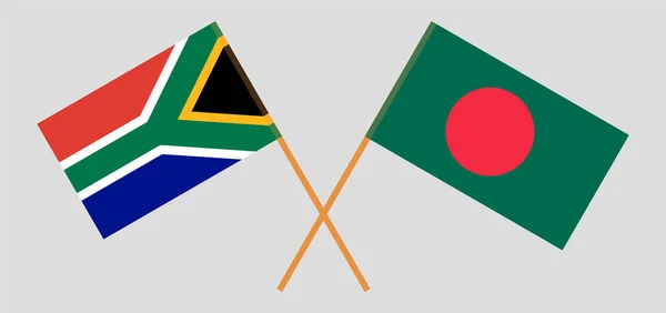 Drapeaux croisés du Bangladesh et de la RSA — Image vectorielle