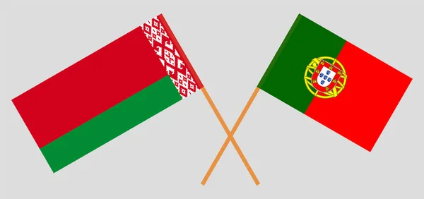 Drapeaux croisés du Belarus et du Portugal — Image vectorielle