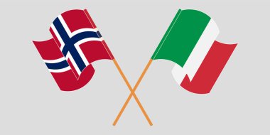 Norveç ve İtalya 'nın çapraz ve dalgalı bayrakları