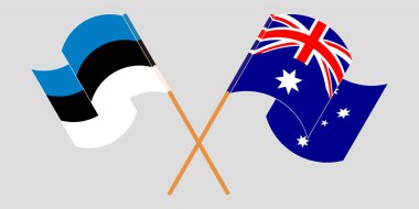 Avustralya ve Estonya 'nın çapraz ve dalgalı bayrakları