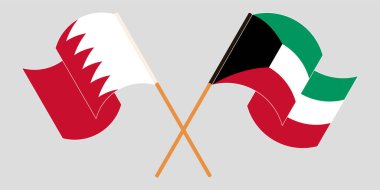 Bahreyn ve Kuveyt 'in çapraz ve dalgalı bayrakları
