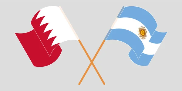 Пересекая и размахивая флагами Бахрейна и Аргентины — стоковый вектор