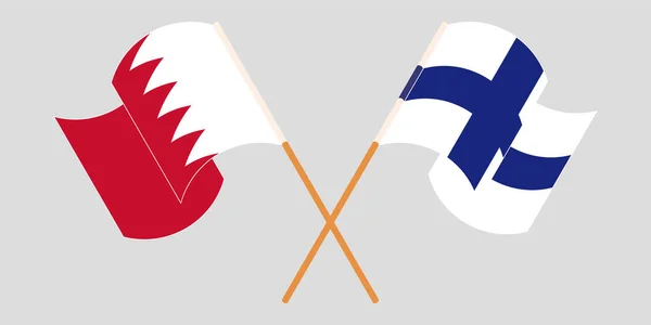 Пересекая и размахивая флагами Бахрейна и Финляндии — стоковый вектор