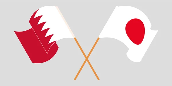 Пересекая и размахивая флагами Бахрейна и Японии — стоковый вектор