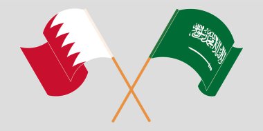 Bahreyn ve Suudi Arabistan Krallığının çapraz ve dalgalı bayrakları