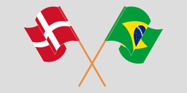 Brezilya ve Danimarka 'nın çapraz ve dalgalı bayrakları