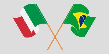 Crossed and waving flags of Brazil and Italy clipart