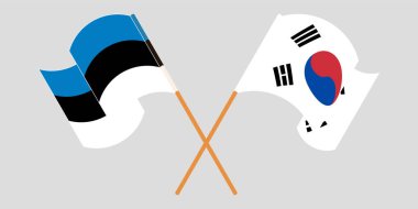 Estonya ve Güney Kore 'nin çapraz ve dalgalı bayrakları