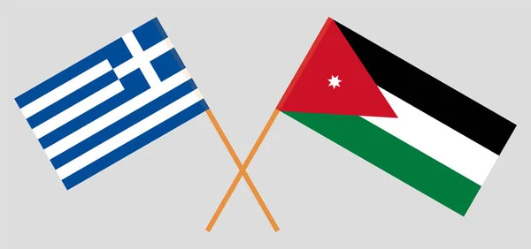ヨルダンとギリシャの国境を越えた旗 — ストックベクタ