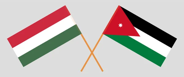 Crossed flags of Jordan and Hungary — Stock Vector
