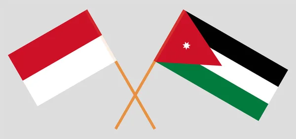 Crossed flags of Jordan and Indonesia — Stock Vector