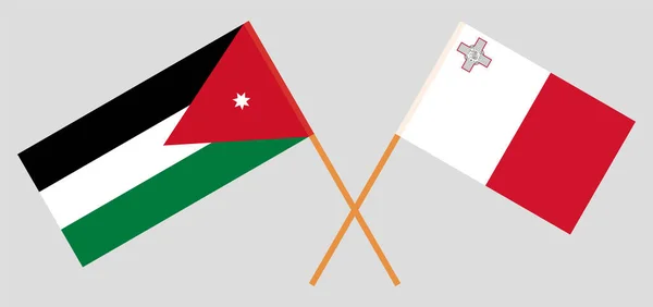 Banderas cruzadas de Jordania y Malta — Archivo Imágenes Vectoriales