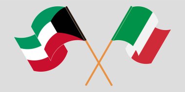 Kuveyt ve İtalya 'nın çapraz ve dalgalı bayrakları