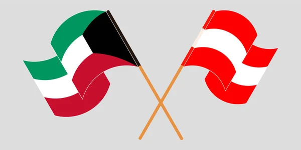 Διέσχισε και κυμάτιζε σημαίες του Κουβέιτ και της Αυστρίας — Διανυσματικό Αρχείο
