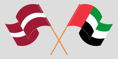 Letonya ve Birleşik Arap Emirlikleri 'nin çapraz ve dalgalı bayrakları