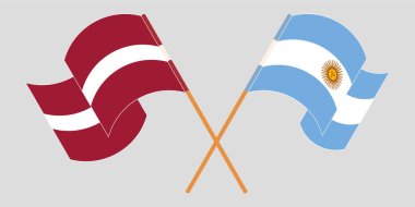 Letonya ve Arjantin 'in çapraz ve dalgalı bayrakları