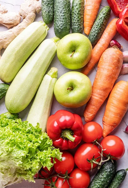 Zdrowe Jedzenie Widok Zdrowe Owoce Warzywa — Zdjęcie stockowe