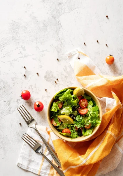 Egészséges Étel Koncepció Egy Tál Zöldség Vegyes Saláta Felső Nézet — Stock Fotó