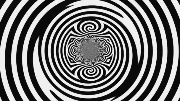 Espiral Hipnótica Blanco Negro Lazo — Vídeos de Stock