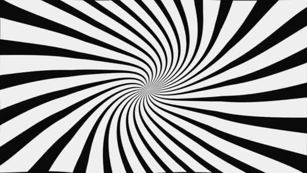 Schwarz Weiße Hypnotische Spirale Schleife — Stockvideo
