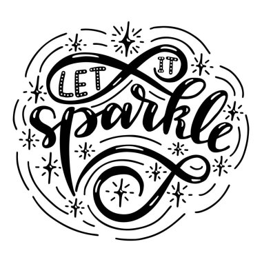 Işıltı izin. Poster elle çizilmiş yazı ile. Vektör çizim.