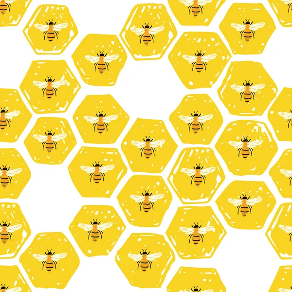 벌집과 꿀벌의 원활한 패턴. — 스톡 벡터