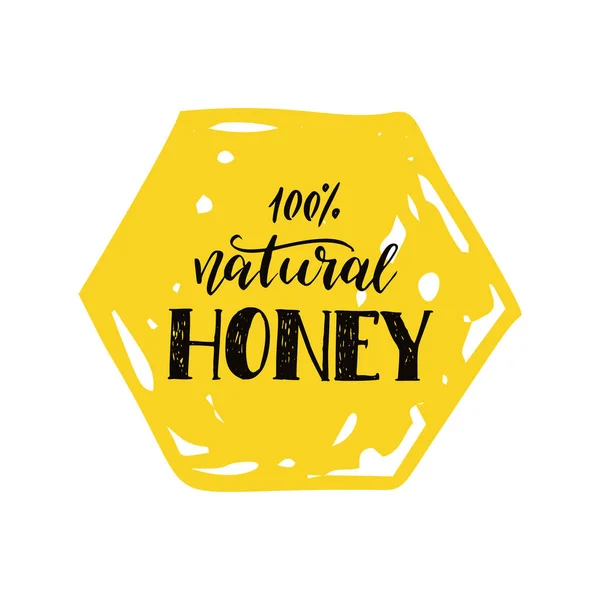 Etiqueta de mel. 100% de mel natural . — Vetor de Stock