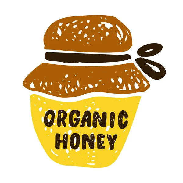 Belettering, jar. Biologische honing. Label. — Stockvector