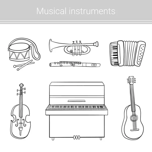 Conjunto de instrumentos musicais . —  Vetores de Stock