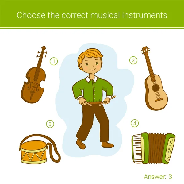 Επιλέξτε το σωστό μουσικό όργανο. — Διανυσματικό Αρχείο