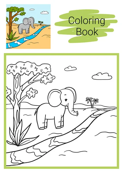 Elefante. Libro da colorare . — Vettoriale Stock