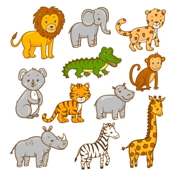 Conjunto de animales salvajes de África . — Vector de stock