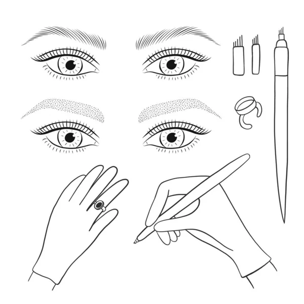 Microblading, microshading sourcils . — Image vectorielle