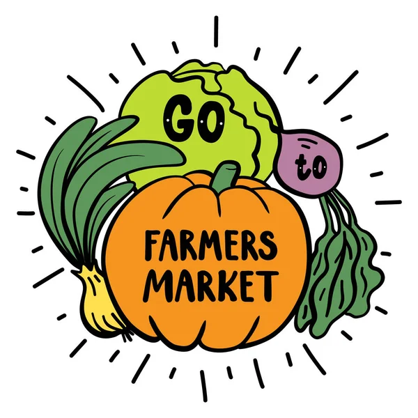 Ga naar Farmers Market. — Stockvector