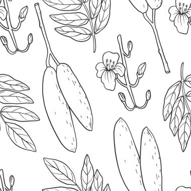 Kigelia africana dikişsiz desen (sosis ağacı). 