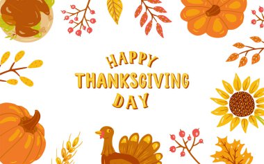 Şükran günün kutlu olsun. El çizimi pankart 