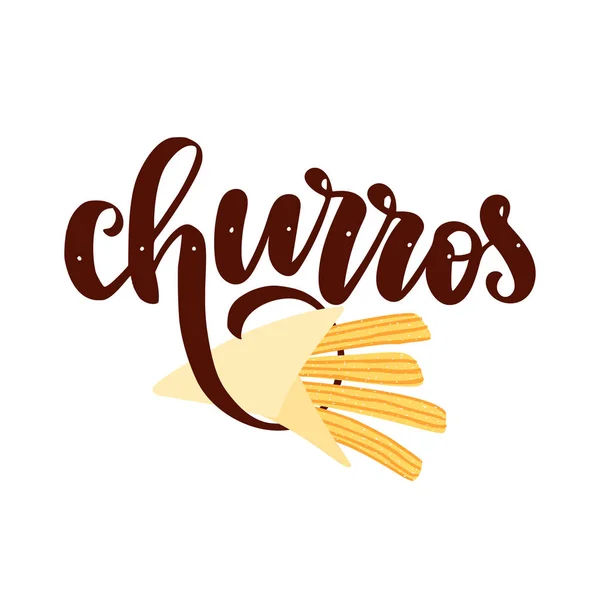 Letras con palos de churros en bolsa de papel . — Vector de stock