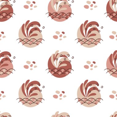 Kusursuz desen. Organik soyut şekillerin ve karalama nesnelerinin modaya uygun vektör çizimi.