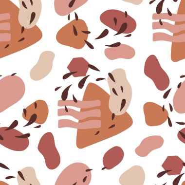 Kusursuz desen. Organik soyut şekillerin ve karalama nesnelerinin modaya uygun vektör çizimi.