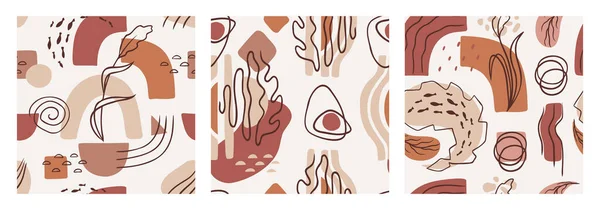 Conjunto Patrones Sin Costura Ilustración Vectorial Moda Formas Abstractas Orgánicas Ilustraciones De Stock Sin Royalties Gratis