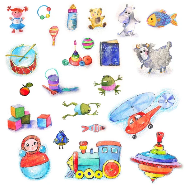 Speelgoed Instellen Een Vrolijke Kleurrijke Set Van Speelgoed Kleine Dieren — Stockfoto